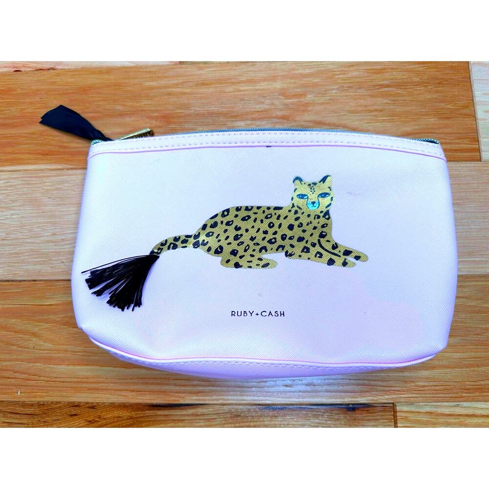 Ruby + Cash: Pink Leopard Tassel Makeup Bag
